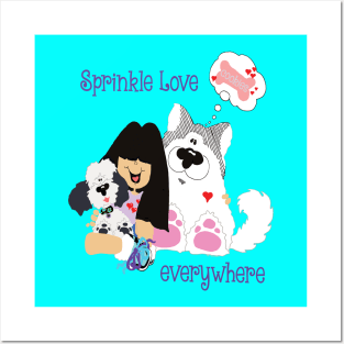 Sprinkle Love Everywhere - Alaskan Malamute + Miniature Poodle Posters and Art